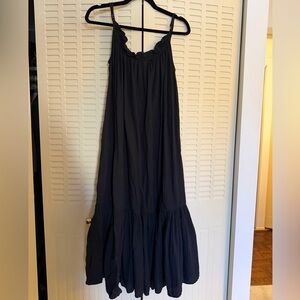 J.Crew Black Tiered Cotton Cami Dress S/M Adjustable Straps